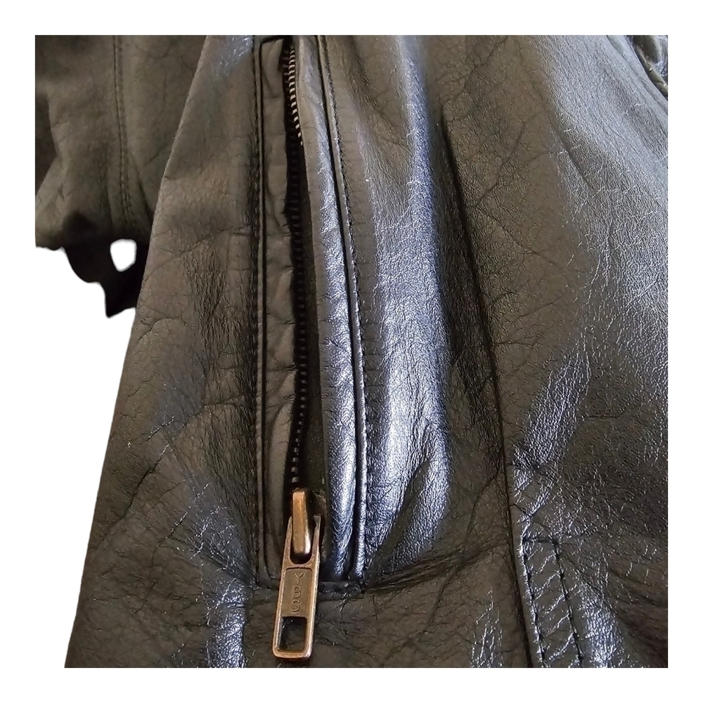 Nordstrom BP. Women's Black Leather Moto Jacket Coat Size Medium - Picture 7 of 14